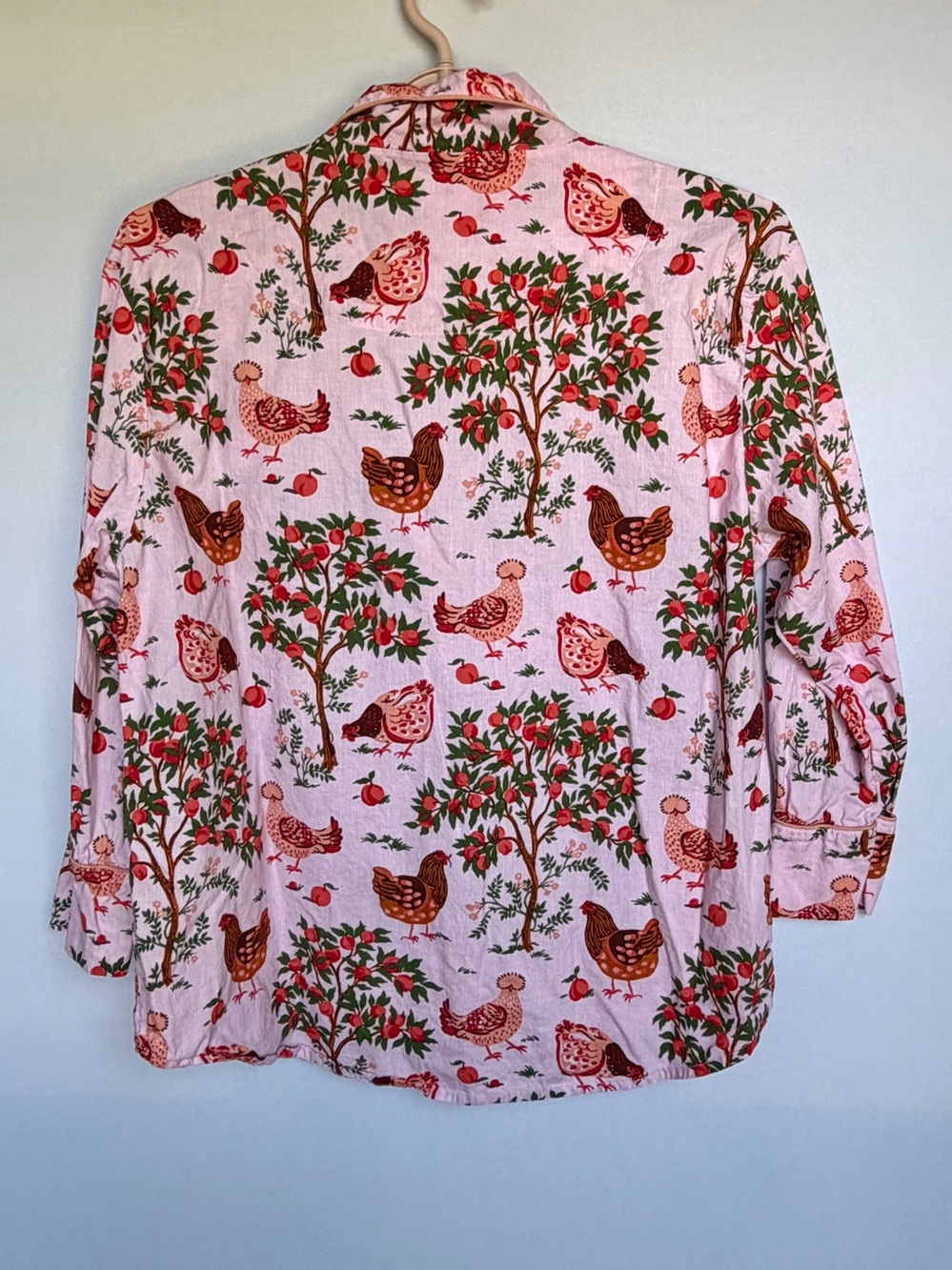 Printfresh Hen House Chicken Orchard Pajama Top Sz M Pink Organic Cotton Cottage - Picture 4 of 16